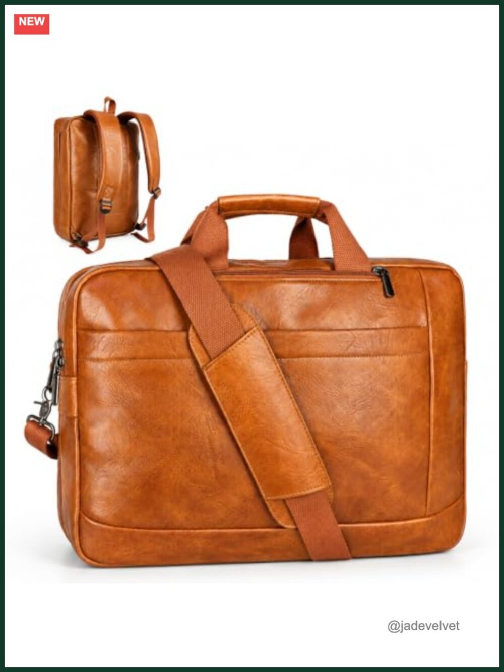 Faux Leather Messenger Bag for Men 17.3 Inch Laptop Bag Convertible Backpack